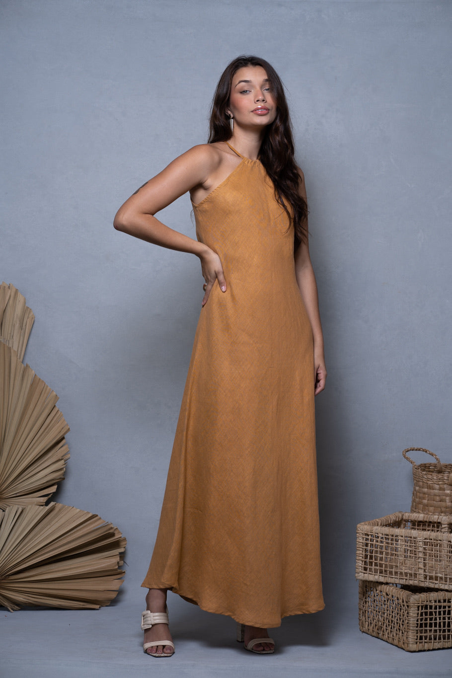 VESTIDO HERA LINHO LONGO LISO SALE